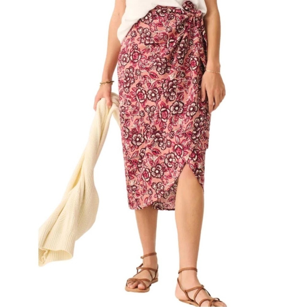 🌻NEW NWOT FAHERTY Pacifica Rose Desert Bloom Print Wrap Skirt Size Medium